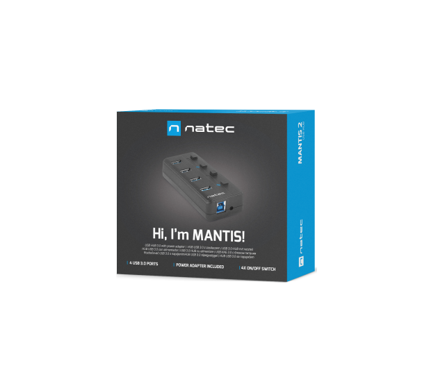 Natec HUB USB 3.0 MANTIS 2 4-PORTY Z WŁĄCZNIKIEM+ZASILACZ - 1470222 - zdjęcie 6